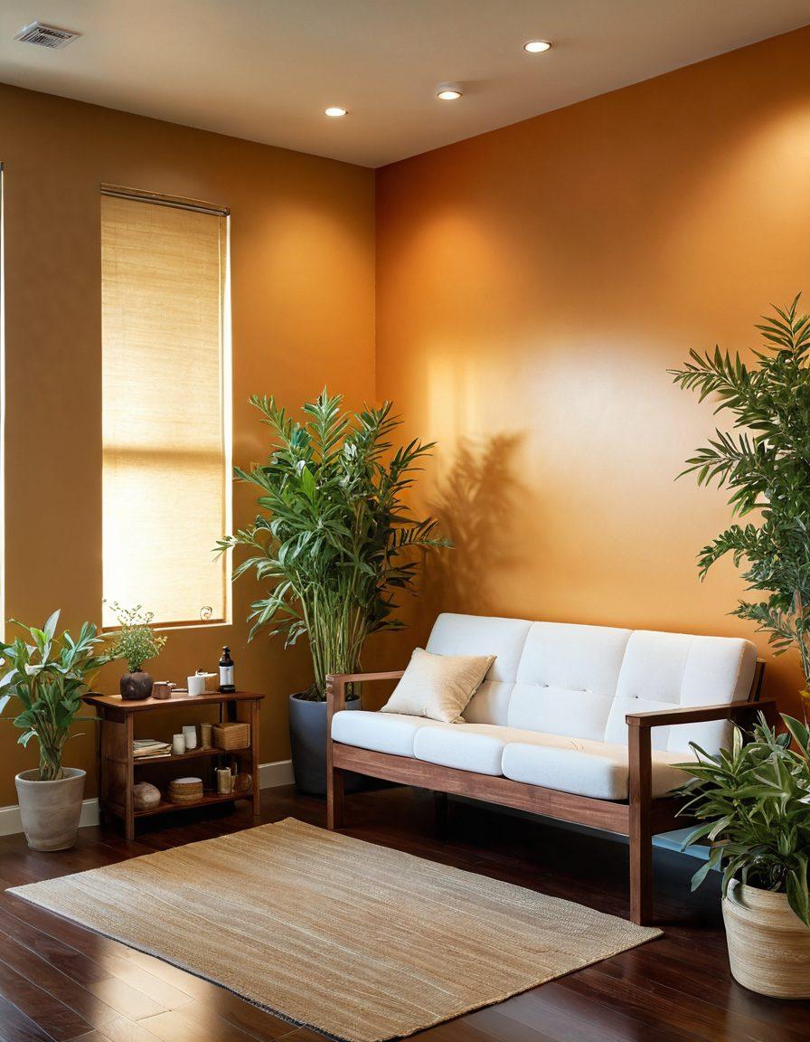 A serene and inviting space showcasing an integrative medicine setting, featuring a tranquil meditation corner, natural plants, and diverse wellness tools like essential oils and herbal remedies. Incorporate a patient-focused consultation area with a compassionate healthcare professional engaging with a patient. The atmosphere should exude warmth, harmony, and balance, highlighting holistic practices. warm tones and soft lighting. super-realistic. vibrant colors.
